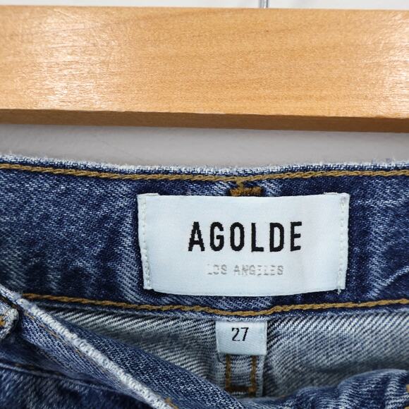 Agolde High Rise Straight Leg Riley Crop Raw Hem Denim Jean Size 27 - Picture 4 of 9